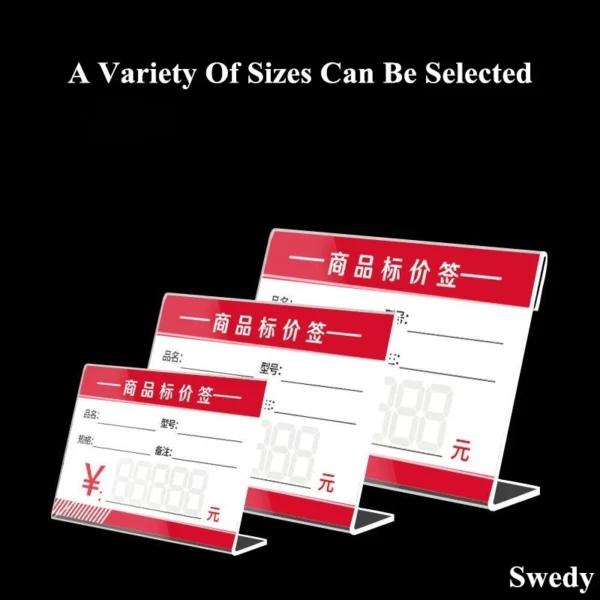 10 Pieces L Shape Mini Acrylic Sign Holder Display Stand Price Name Label Card Tag Holder Case-3
