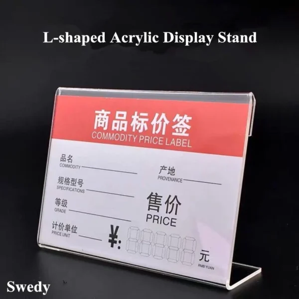 10 Pieces L Shape Mini Acrylic Sign Holder Display Stand Price Name Label Card Tag Holder Case-6