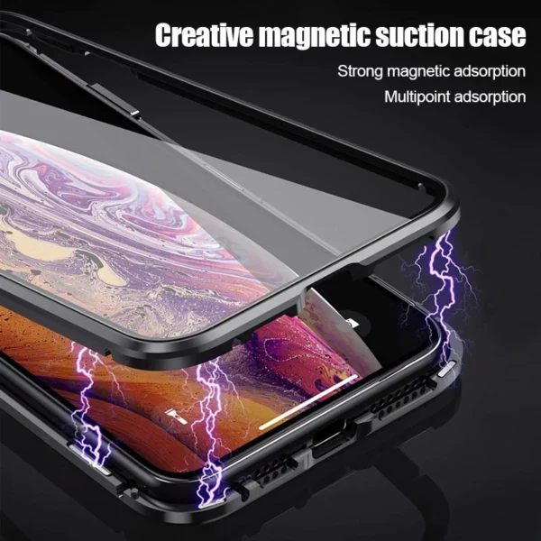 360 Metal Magnetic Adsorption Case For iPhone 13 12 11 Pro Max 13 Mini XS Max X XR 7 8 Plus SE 2020 Double-Sided Glass Cover-1