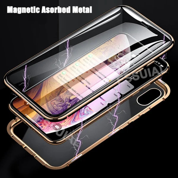 360 Metal Magnetic Adsorption Case For iPhone 13 12 11 Pro Max 13 Mini XS Max X XR 7 8 Plus SE 2020 Double-Sided Glass Cover-33