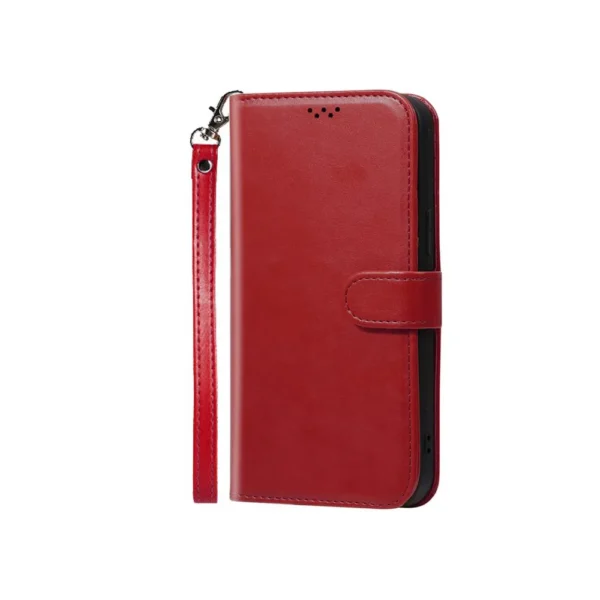 Galaxy-A12-PU-leather-wallet-case-wrist-strap-ID-card-red-2