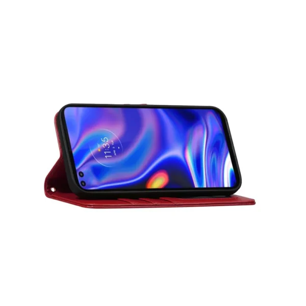 Galaxy-A12-PU-leather-wallet-case-wrist-strap-ID-card-red-5