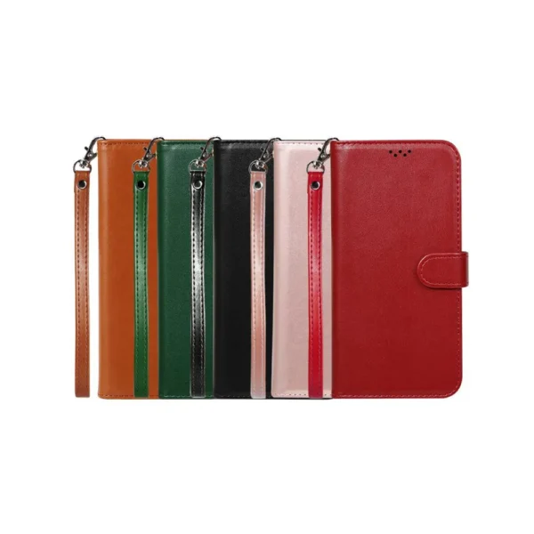 Galaxy-A12-PU-leather-wallet-case-wrist-strap-ID-card-red-6