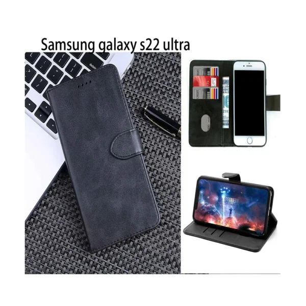 Galaxy-S22-ultra-case-leather-wallet-3-slots-cow-hide-finish-chcl-111