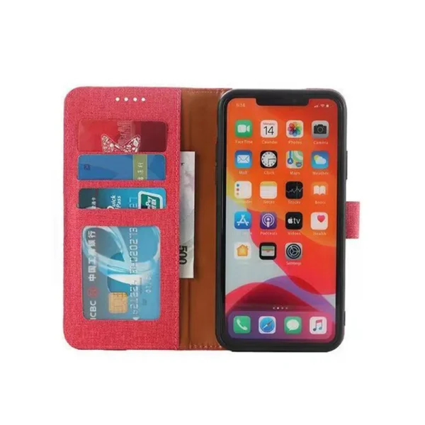 Galaxy-s21-FE-5g-PU-leather-wallet-case-canvas-finish-combined-hot-pink–3