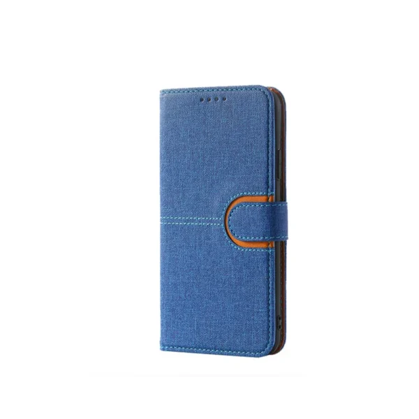 Oppo-A77-5G-PU-leather-wallet-case-canvas-finish-combined-blue-2