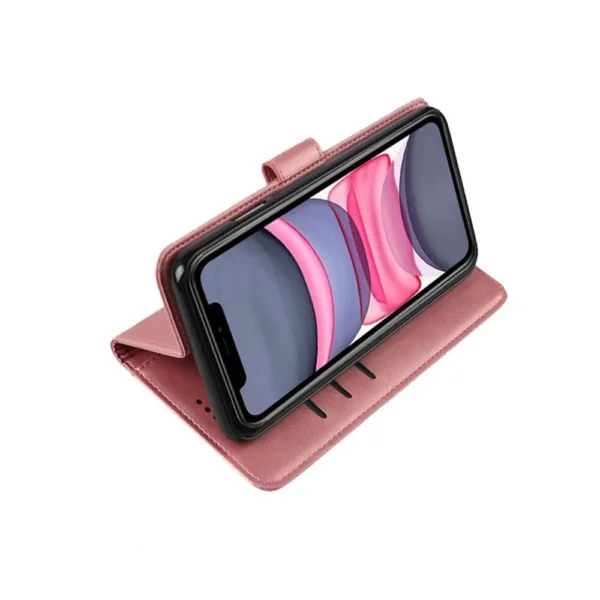 Oppo-A77-5G-PU-leather-wallet-case-wrist-strap-ID-card-rose-gold-1