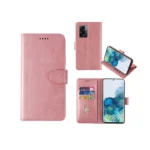 Oppo-A77-5G-PU-leather-wallet-case-wrist-strap-ID-card-rose-gold