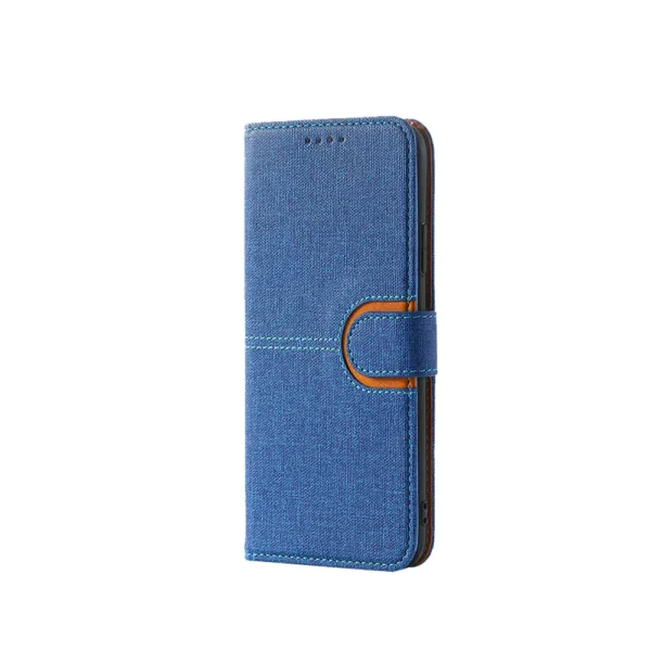 Samsung-Galaxy-s22-PU-leather-wallet-case-canvas-finish-combined-blue-2