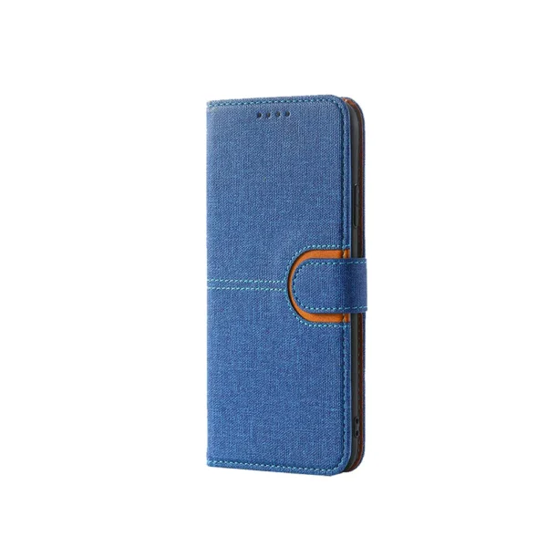 Samsung-Galaxy-s22-plus-PU-leather-wallet-case-canvas-finish-combined-blue-2