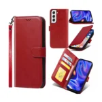 Samsung galaxy a04 PU leather wallet case wrist strap ID card red