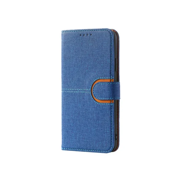 Samsung-galaxy-a04-PU-leather-wallet-case-canvas-finish-combined-blue-1