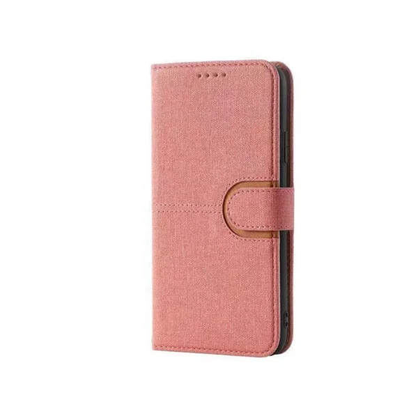 Samsung-galaxy-a04-PU-leather-wallet-case-canvas-finish-combined-pink-1