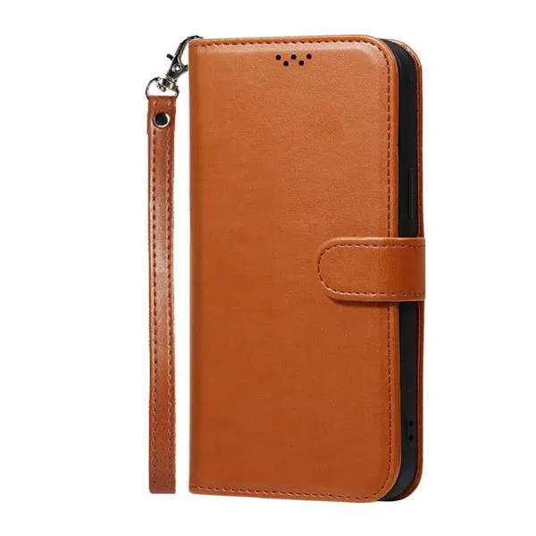 Samsung galaxy a04 PU leather wallet case wrist strap ID card orange-1