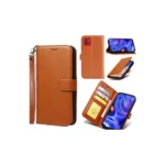 Samsung-galaxy-a04-PU-leather-wallet-case-wrist-strap-ID-card-orange