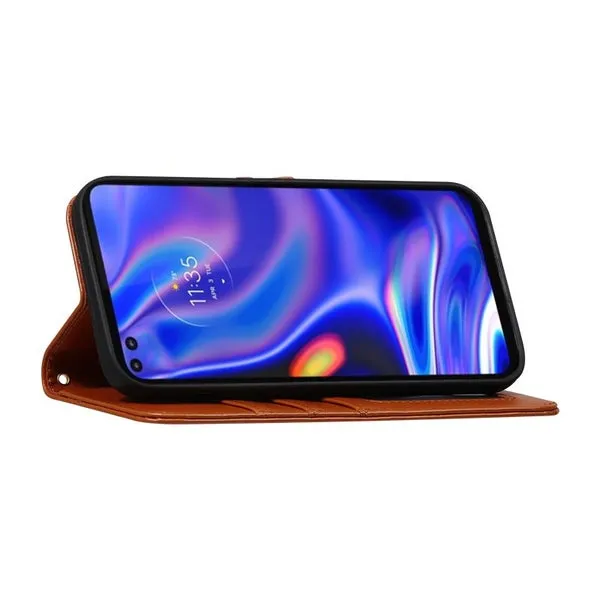 Samsung galaxy a04 PU leather wallet case wrist strap ID card orange-4