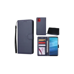 galaxy a04 leather wallet case silky finish 3 card 1 pocket navy